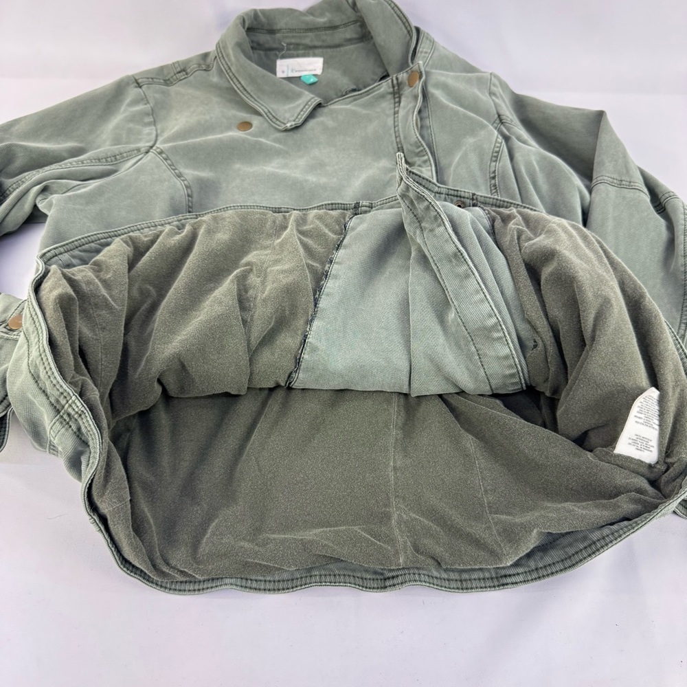 Anthropologie Plus 3X Everyday Belted Moto Jacket Light Green Lined Zip & Button - Picture 8 of 16